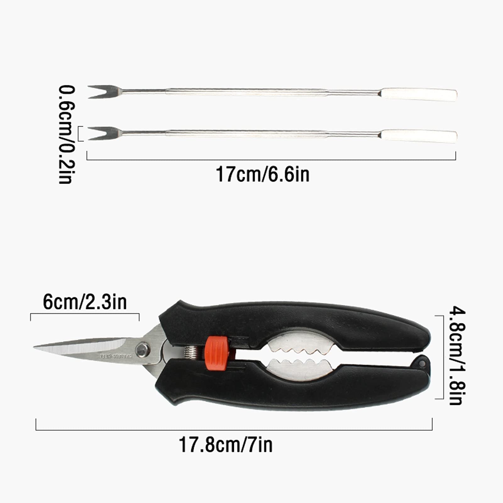 Set di Utensili per Frutti di Mare Multifunzionale, Include 1 Forbice per Frutti di Mare, 4 Forchette per Frutti di Mare E 1 Contenitore di Plastica per Gli Amanti dei Fr