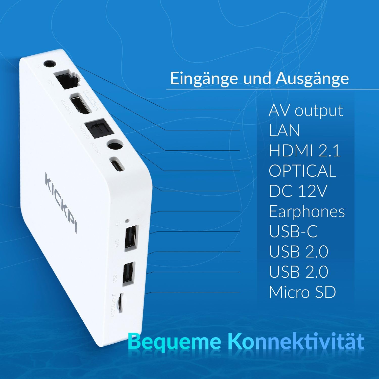 [ Test SEHR GUT, Note 1.3 *] Zehnder KP-1, KICKPI IPTV Box, 4K UHD, Android 11, Streaming, Netflix, Prime Video, YouTube, Google Play, Dolby, WiFi WLAN 2.4G/5G, Bluetooth FB, 32GB Flash, KP1