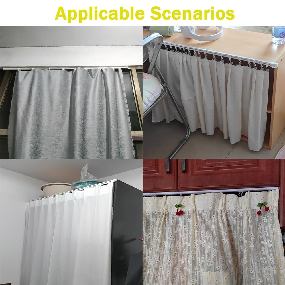 Tringle à rideau auto-adhésive réglable de 101,6 à 395,2 cm, sans perçage, pour séparateur de pièce, douche, camping-car, bureau, installation facile, montage en haut, 2 m