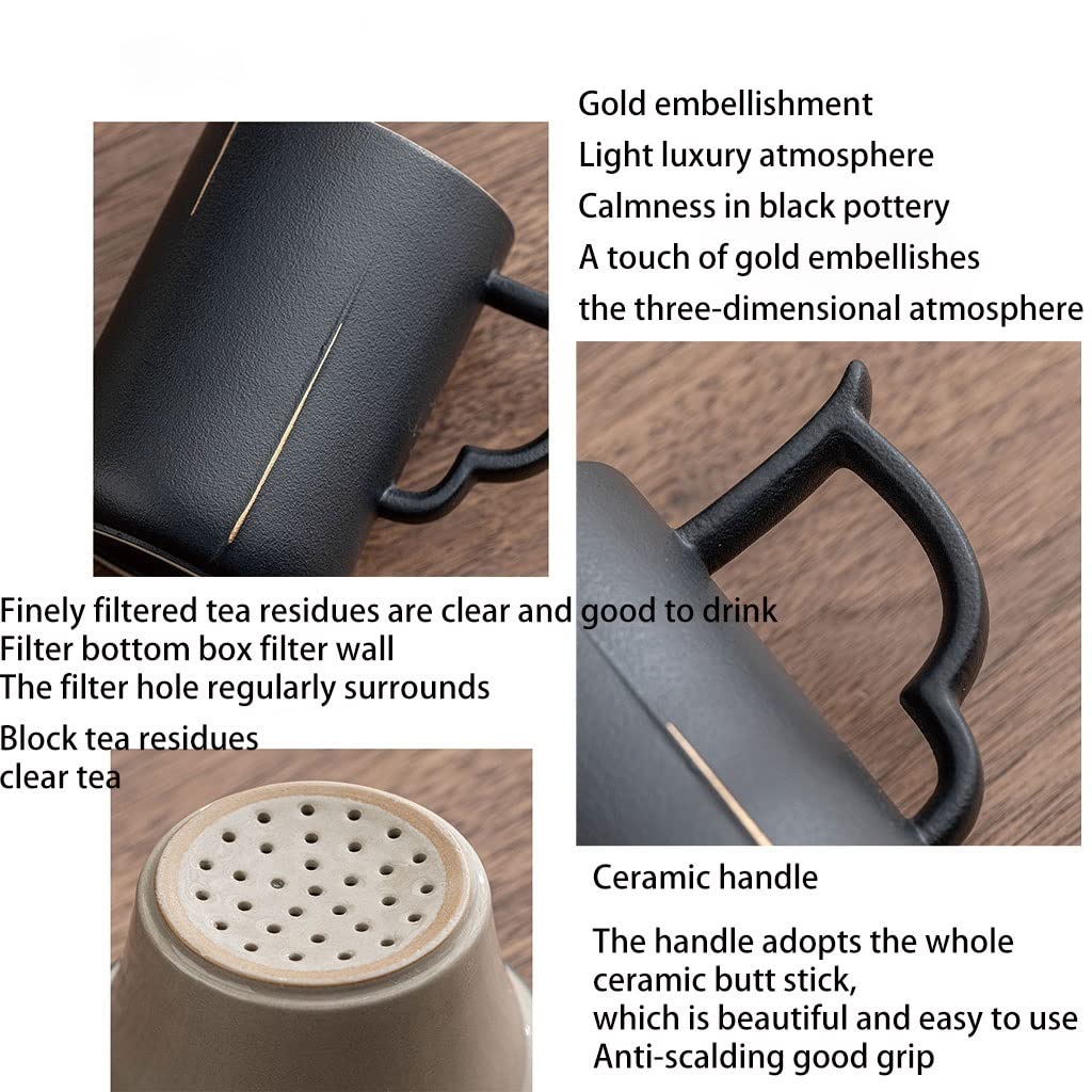 MTFBQ Taza De Té De Cerámica Grande De 14 Oz con Colador Y Tapa For Llenar Una Taza De Té O Café Caliente - Infusor De Porcelana Fina