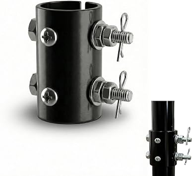 Ceiling Fan Downrod Coupler with Open-Slot Design,1.26" Outer Diameter & 1.8" Length & 2mm Thickness, Fits Various Non-Threaded Ceiling Fan Rods of 1" OD, Includes Secure 2 Safety Clips Black