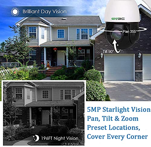 Sv3C 5Mp Ptz Camera Outdoor, 【Update】2.4/5 Ghz Wifi Security Ip Cameras Support 20X Optical Zoom, Onvif, Rtsp Pc Web Browser Viewing, Humanoid Detect, Ftp, Ip66 Waterproof,2-Way Audio, Sd Card Record #TOP3
