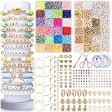 Alles, was Sie verdienen, beinhaltet: Armband-Perlen-Kit hat 4588 Stück. Enthält 3600 Tonperlen in 24 Farben, 400 Buchstabenperlen und Zahlenperlen, 40 Herzperlen, 30 Friedensperlen, 30 Perlen, 6 Ohrreifen und 6 Ohrhaken, 0,5 mm und 0,8 mm elastische Spulen, 1 Pinzette und andere Perlen 471St. Perlensets sind genug für all Ihre Dekorationsbedürfnisse, die Sie mit Ihrer Familie teilen können.