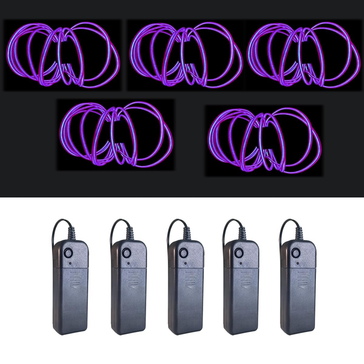 Cable de luz de neón MaxLax morado sin zumbido con batería 8