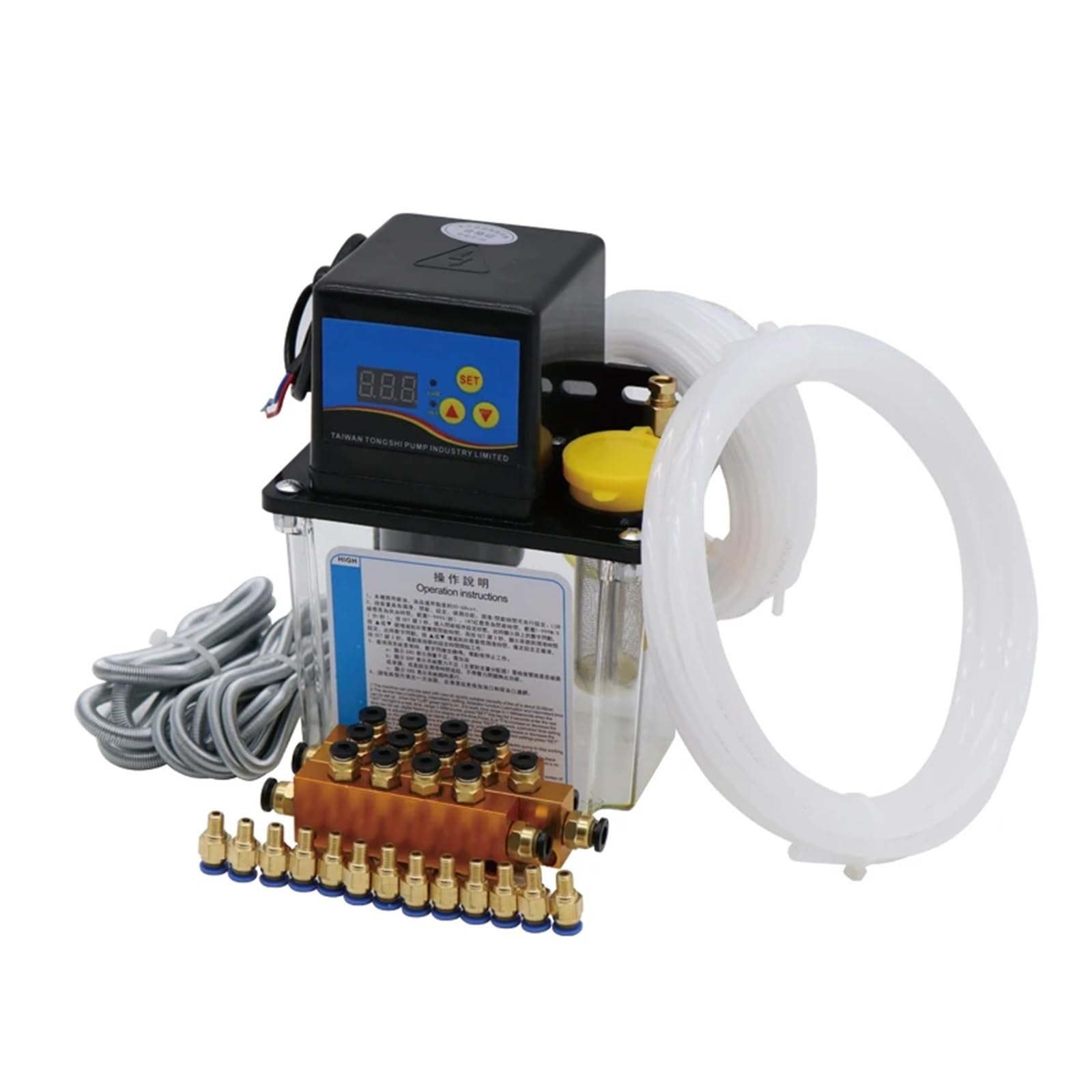 Máquina de rellenar líquida, Kit de bomba lubricación CNC 1L/2L, AC220V, electromagnética automática 4mm/6mm con salida aceite for máquinas herramienta(110,2L kit no Gauge 4mm)