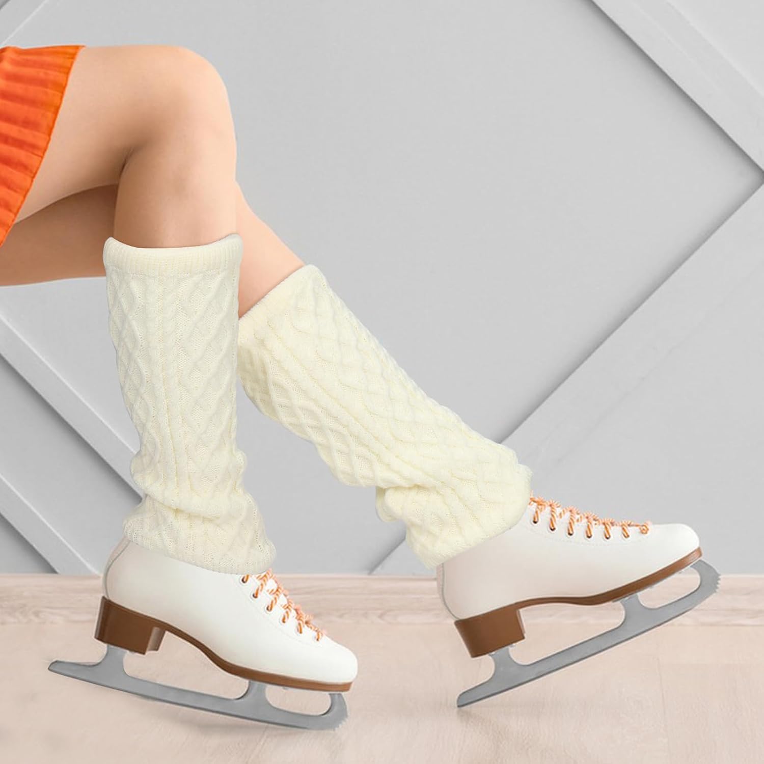 Ultrafun Figure Skating Leg Warmers Gloves Headband Set Fleece Zipper Skating Leg Warmers Socks Skating Accessories Equipment