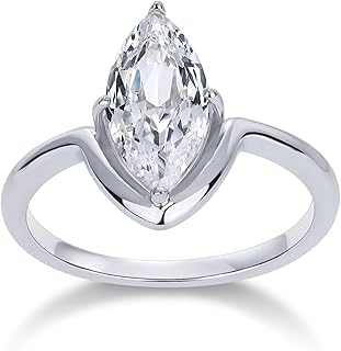 14K Gold Plated Marquise 1.5CT Cubic Zirconia Fake Bridal Engagement Ring for Women - Statement