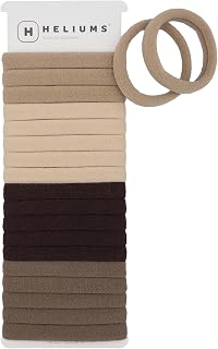 Heliums Soft No-Damage Hair Ties: Seamless Nylon Ponytail Holders for Thin & Thick Hair, Neutral Blends, 20 Pack