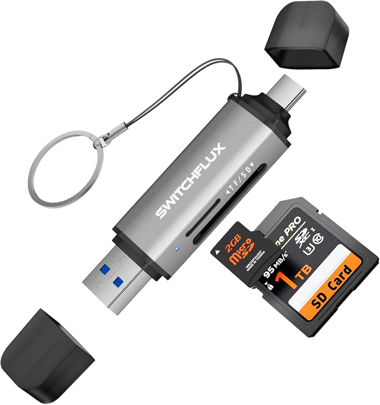 SD Card Reader USB C, 2-in-1 Dual Slot Micro SD Adapter, USB 3.0 High Speed Memory Card Reader for SD,Micro SD,SDHC,SDXC,Compatible with MacBook Pro/Air, iPhone 15/16, iPad, Laptop, Android