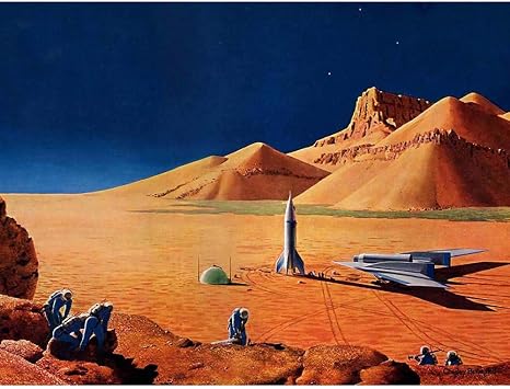 Wee Blue Coo Science Fiction Landscape Desert Space Ship Rocket Plane Unframed Wall Art Print Poster Home Decor Premium