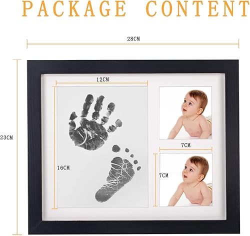 Miniatura 6 de Aqsacokiya Kit de huellas y manos de tinta para bebé, marco de fotos de huellas de mano, kit de recuerdo y kit de tinta para huellas de manos o