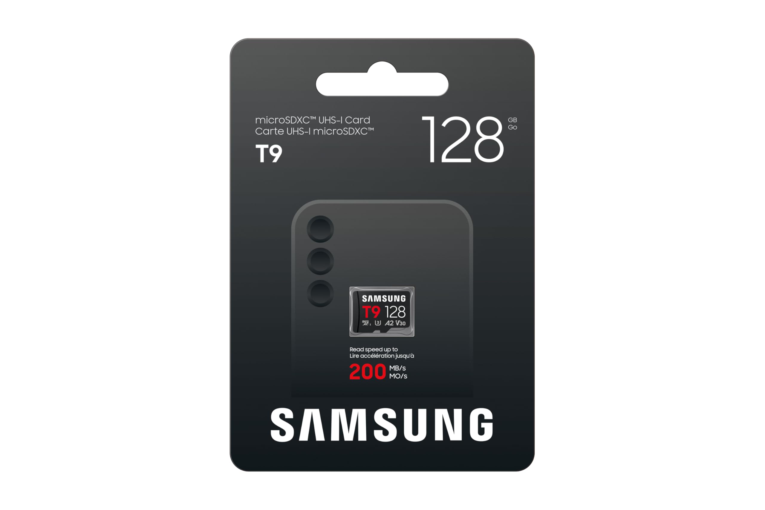 Samsung T9 Tarjeta microSD, 128 GB, Con Adaptador SD, UHS-I U3 | Tarjeta de Memoria para Drones, Cámaras de Acción y 360°, FullHD, 4K UHD, Lectura 200MB/s, Escritura 130MB/s, MB-MH128T/WW