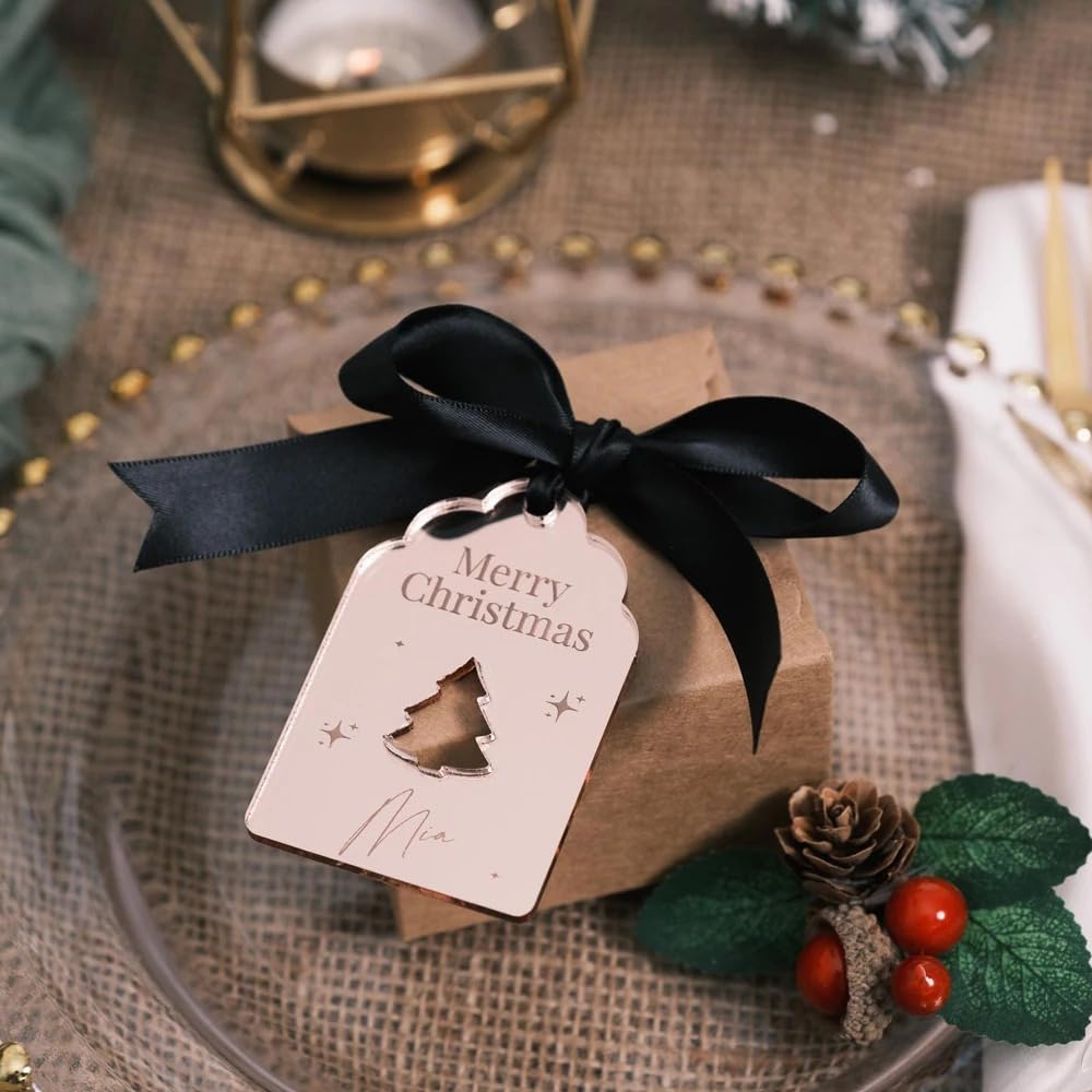 Lot de 100 étiquettes de nom de Noël personnalisées pour décoration de crackers de Noël, étiquettes cadeaux festives