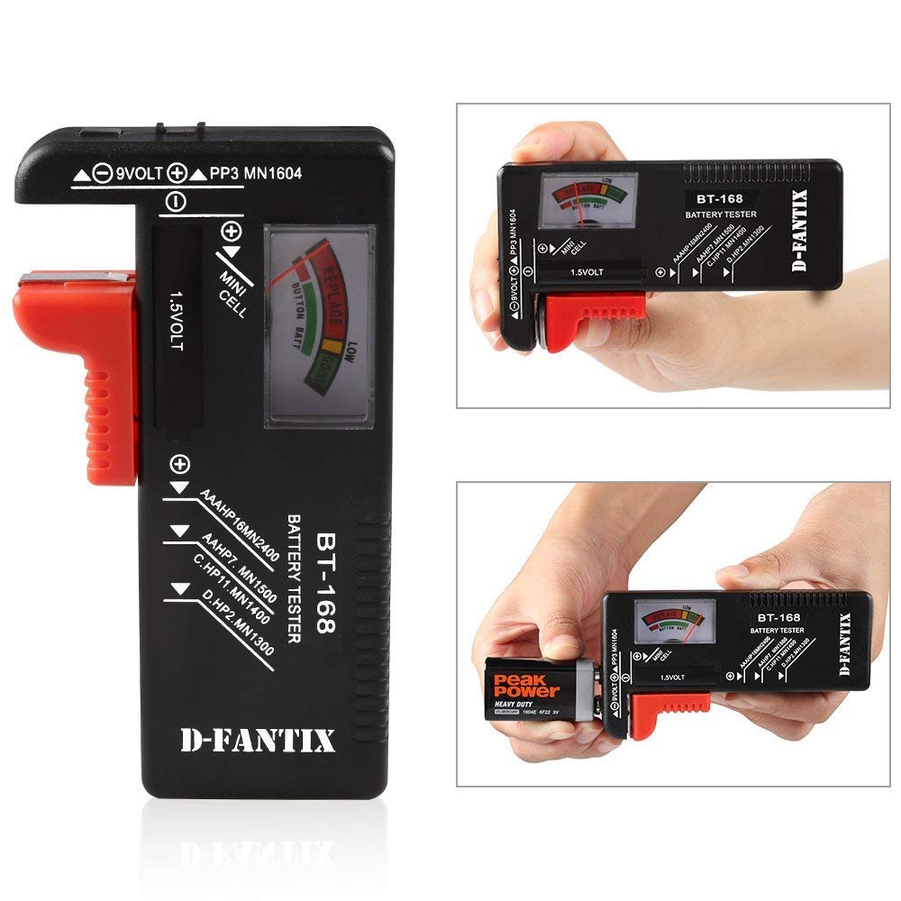 D-FantiX Testeur de Piles Universel BT-168 pour AA AAA C D 9V 1.5V