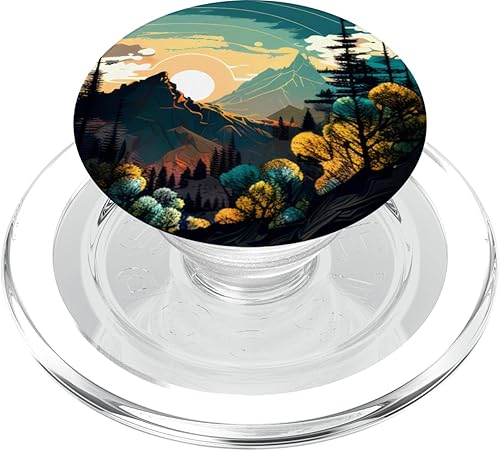 Miniatura 7 de Boho Landscape Chic Mountain Nature Outdoor Pine Tree Art PopSockets intercambiables PopGrip
