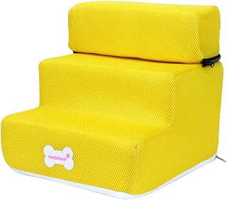 Wirlsweal Escalera pequeña para mascotas de 3 pasos, para perros y gatos, extraíble, antideslizante, escalada, desmontable, color amarillo