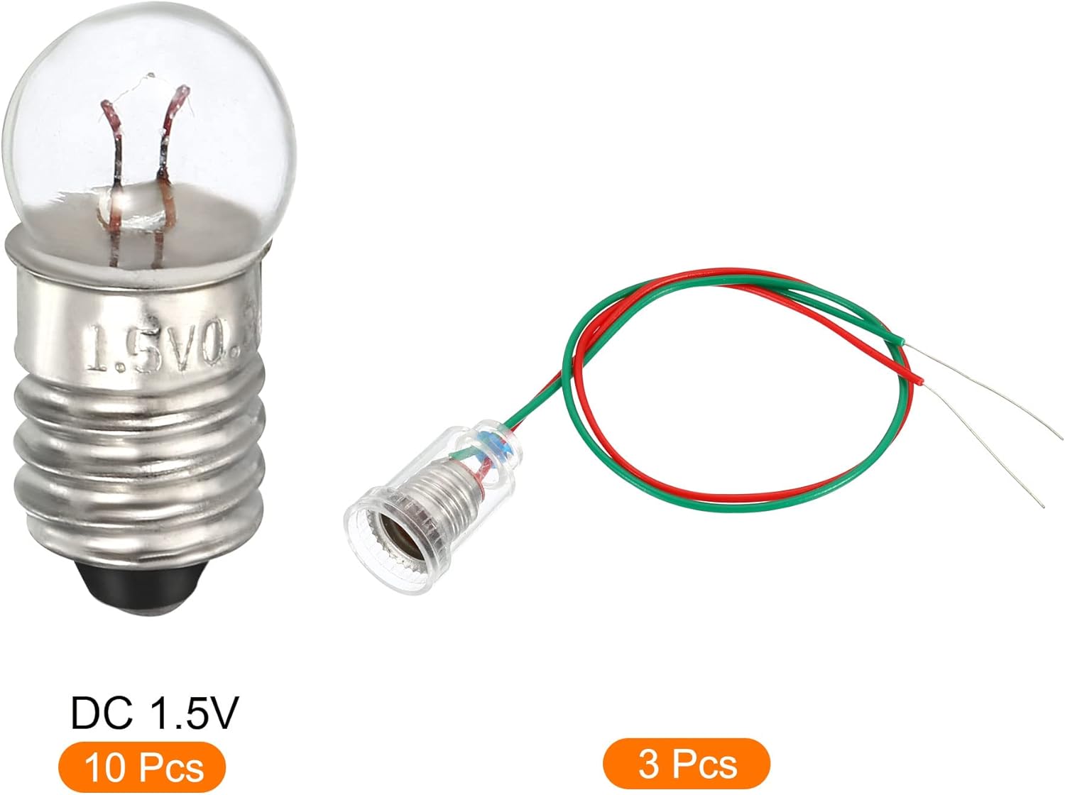 MECCANIXITY E10 Screw Base Miniature Bulbs 10 Pack 1.5V Warm Yellow Light Mini Lamps with 3 Pack Lamp Holders, 1 Set