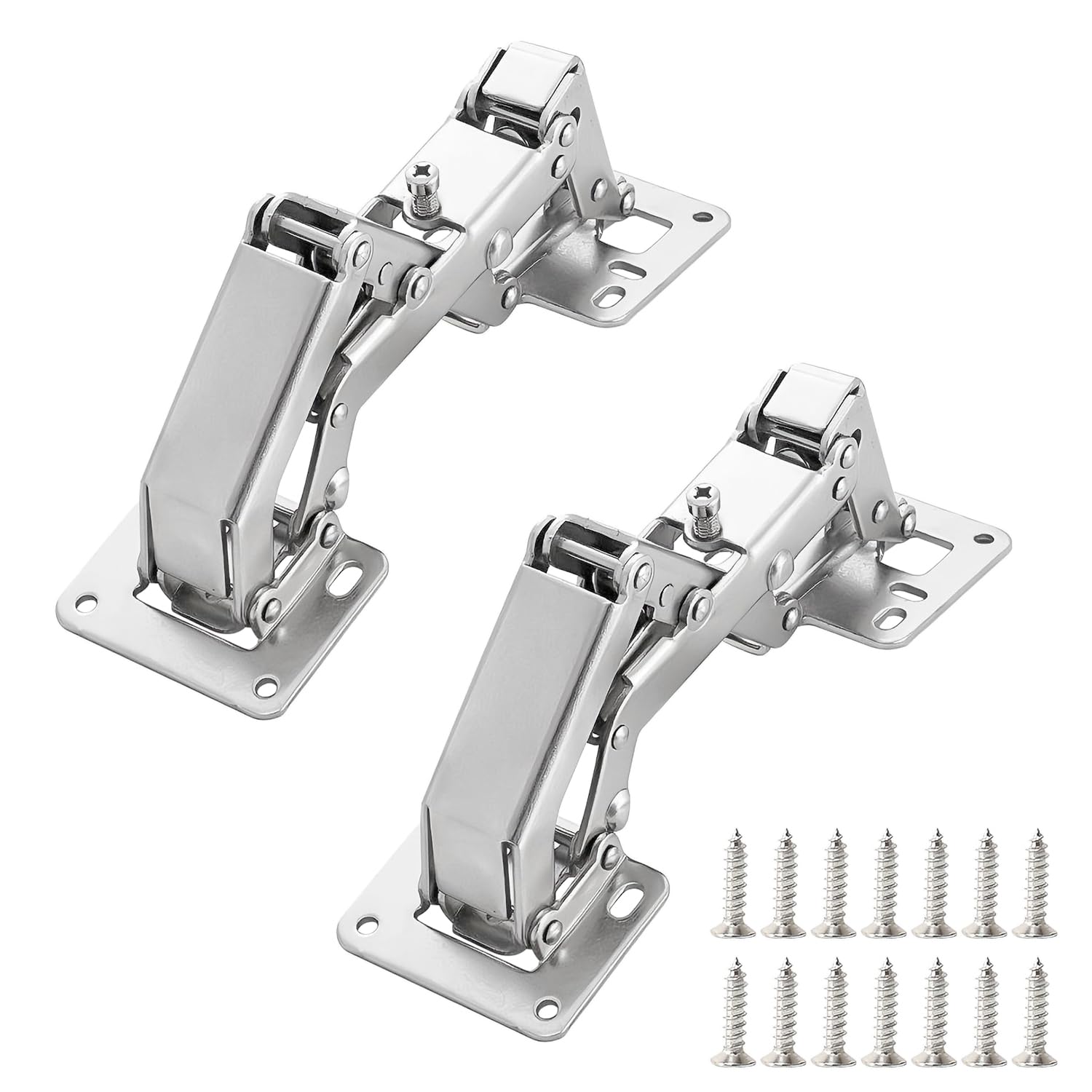 Qrity 2 Pieces 2 Pack Kitchen Cabinet Door Hinges, 170 Degree Large Angle Door Hinges With Fixing Screws - No Slot Required - Easy To Install