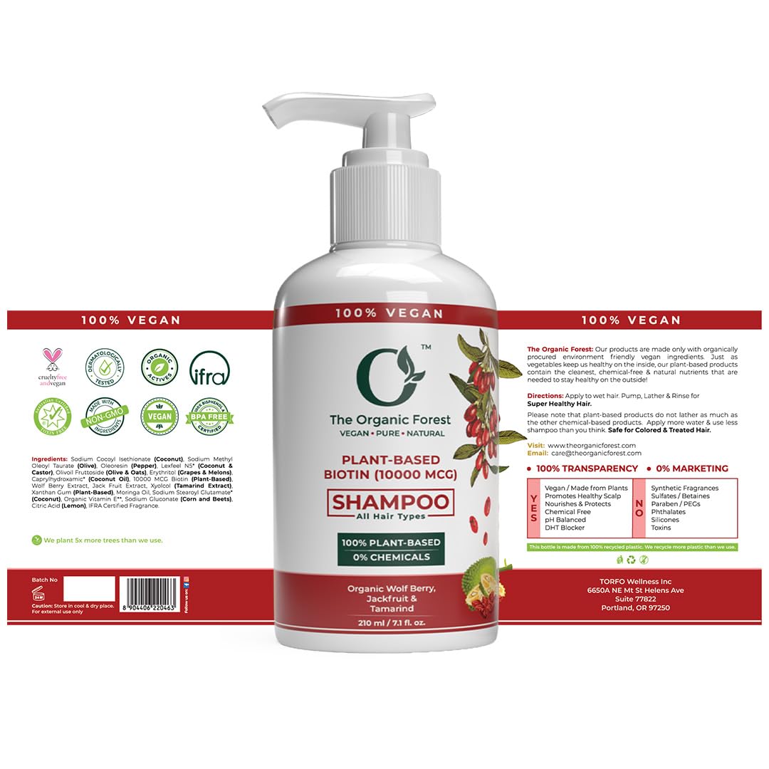Biotin Shampoo Infused with Wolf Berry, Jackfruit & Tamarind – Strengthening & Thickening Formula for Thinning Hair, Sulfate Free, Hydrating Shampoo for Dry & Oily Scalp, Sodium Lauryl Sulfate Free