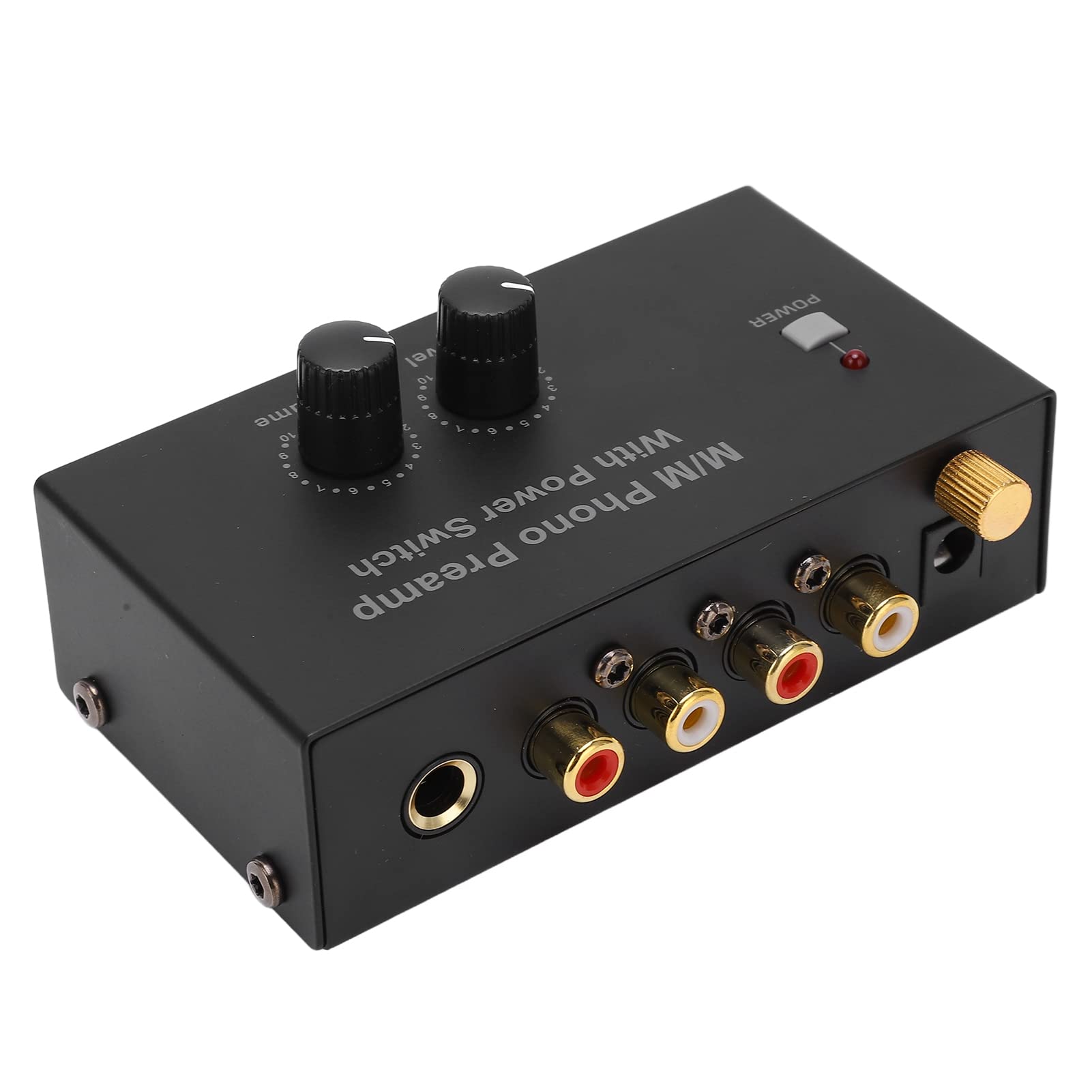 Preamplificatore Fono PP500 Ultracompatto – Controllo Volume, Ingresso/uscita RCA E Jack, Alimentazione 12V Con Spina UE, In Metallo Nero