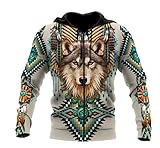  TangoDS Mode Motif Tribal Indien Loup imprimé en 3D Sweat à Capuche à Fermeture éclair Harajuku Décontracté Veste zippée