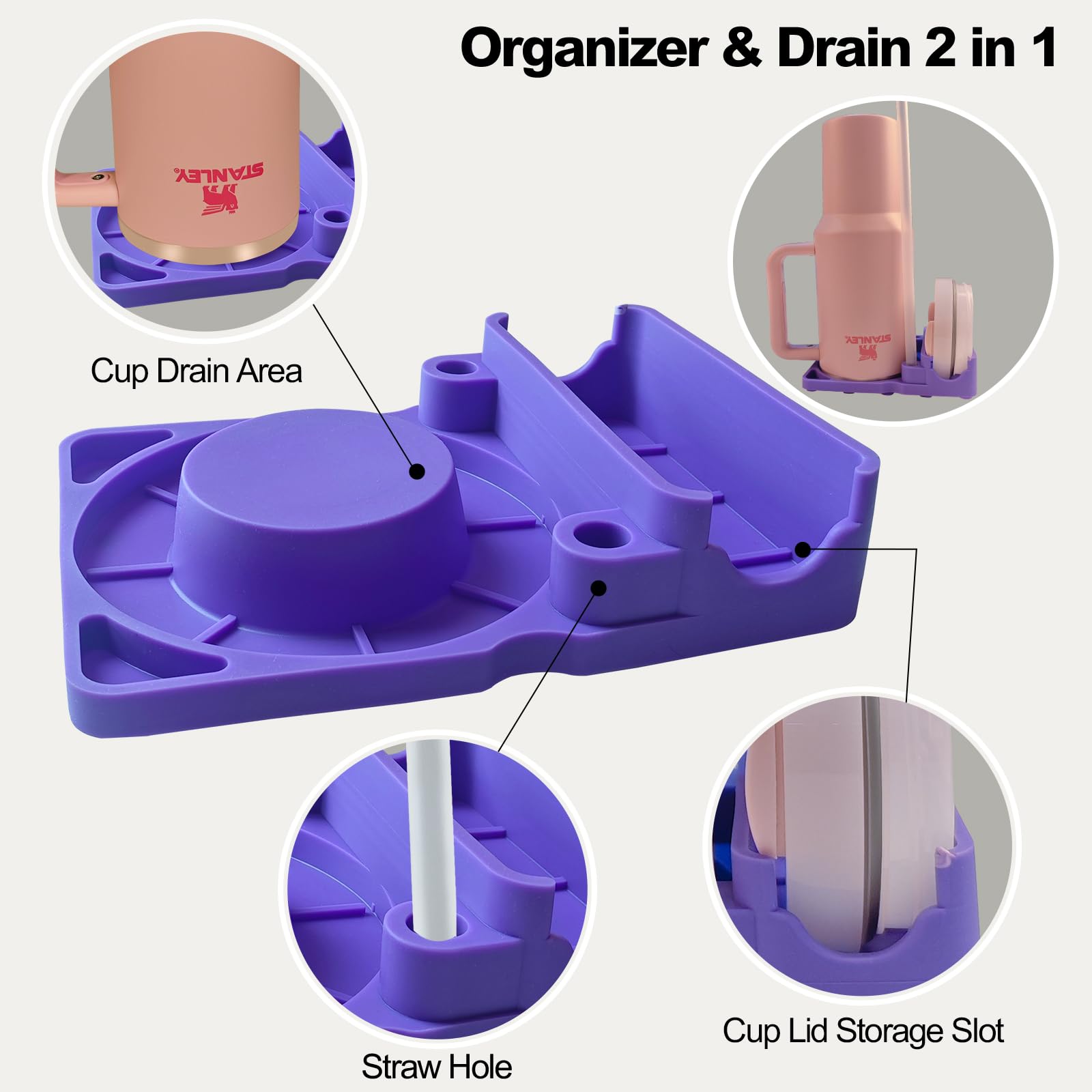 Stanley Cup Drying Rack - Food-Grade Silicone Drainer For 30/40 Oz Tumblers With Lids & Straws