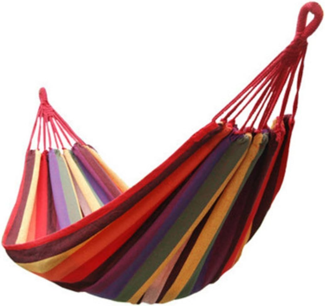 Cotton Striped Foldable Hammock (for Single Person) / Hanging Bed for Camping & Outdoor Activities (197 CM x 80 CM) - Multicolor
