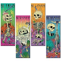 Tucocoo 4 Pieces Skeleton Wall Art Wooden Hanging Signs photo