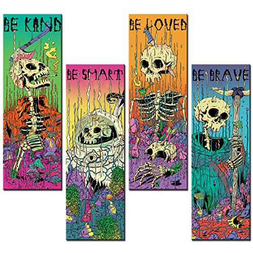 Tucocoo 4 Pieces Skeleton Wall Art Wooden Hanging Signs main view