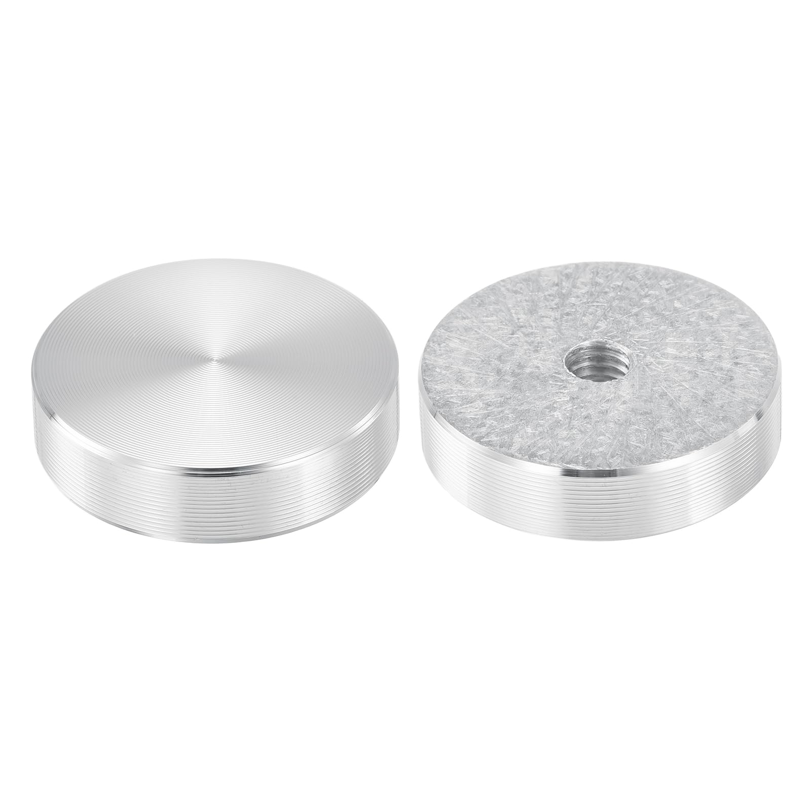 QUARKZMAN Hardware per Disco Alluminio a Forma Rotonda Filettatura Diametro di 30mm M6, 2pz Adattatore per Piano Vetro Disco Circolare Alluminio per Tavolo Vetro, Argento