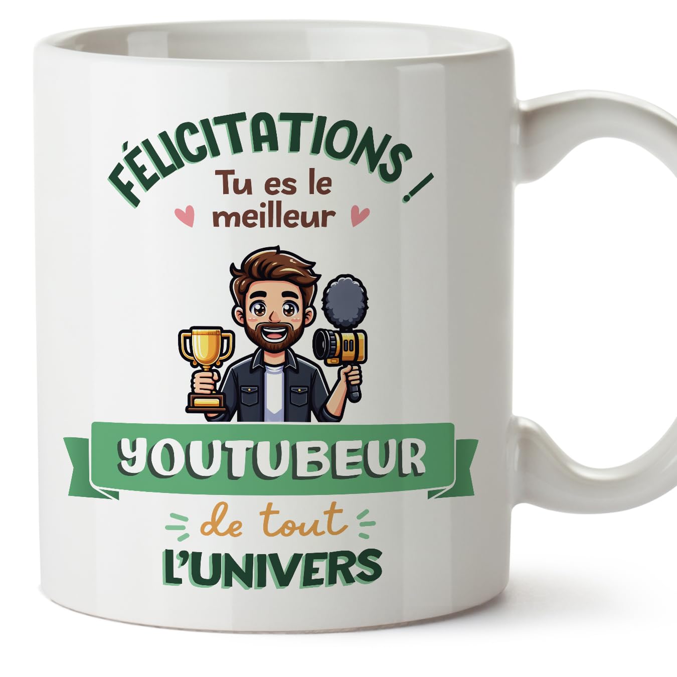 MUGFFINS Youtuber Man Mug - in French - Meilleur Univers Trophée - Funny Gift for Colleagues - Ceramic 11oz Mug — image 1
