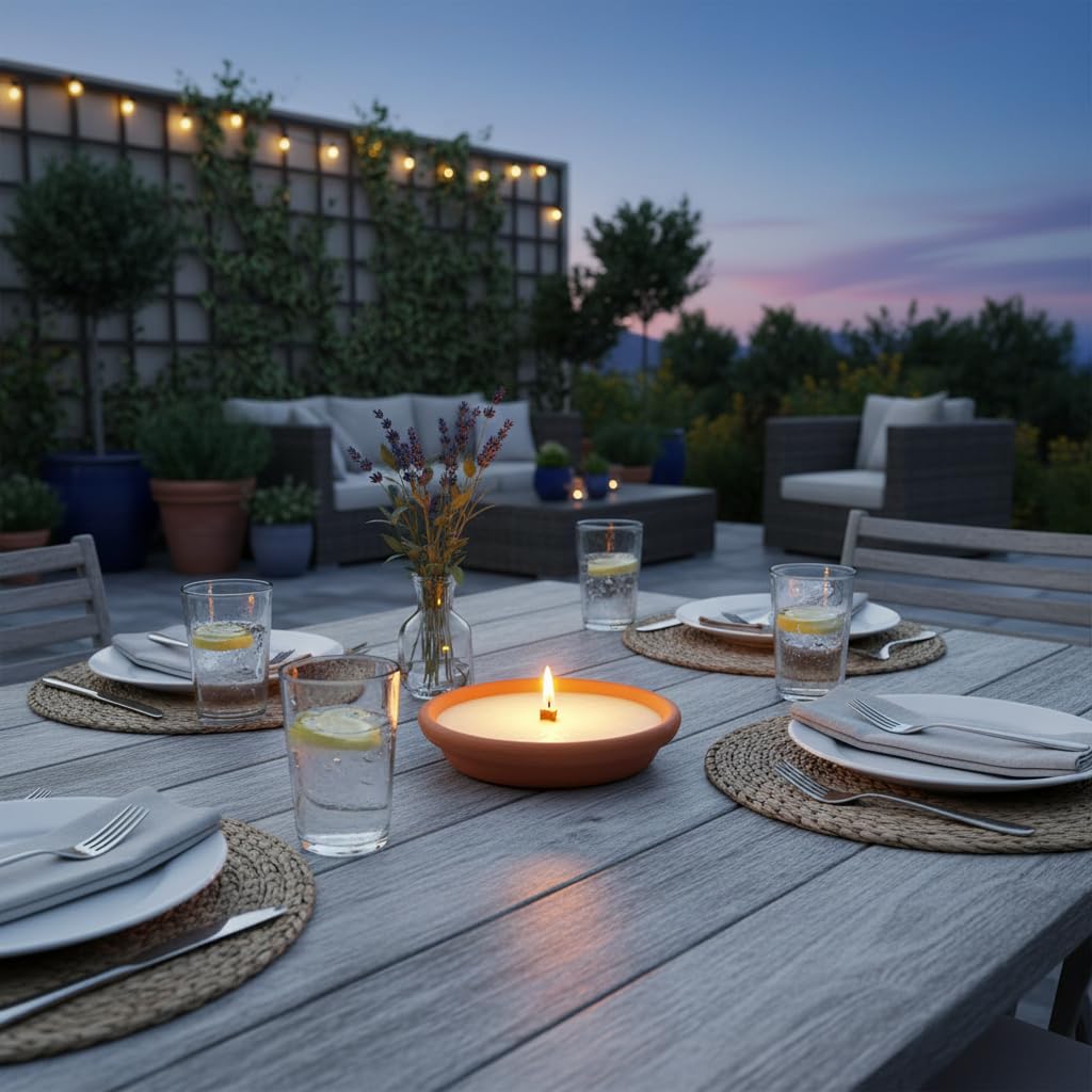 Fiaccola in coccio alla Citronella di Java 100% Naturale – Anti Zanzare e Insetti – Diametro 15,5 cm – Durata 2,5 Ore – Cereria Di Giorgio