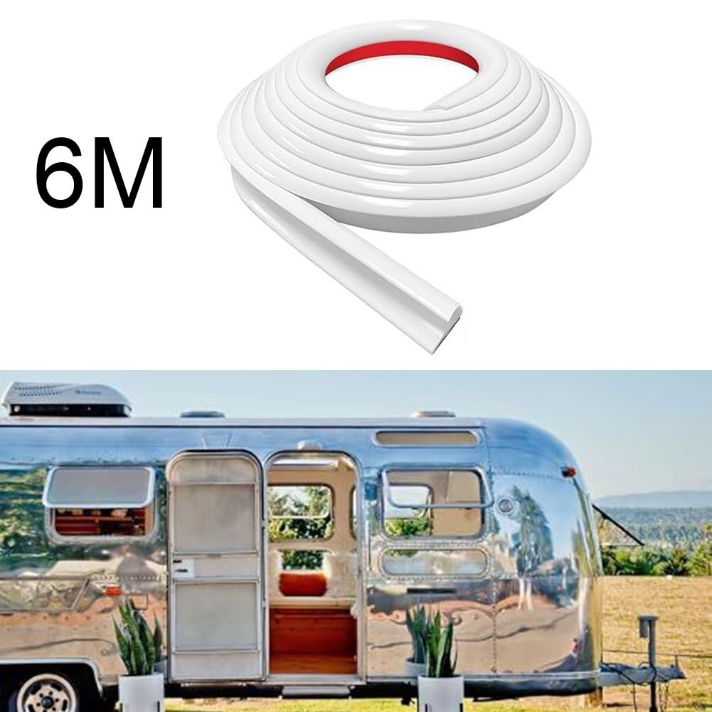 FUANA Regenrinne für Wohnmobile, 6 m, 1,27 cm Höhe, PVC, J-Form, Tropfschiene für Wasserumleitung auf Wohnmobildach, Weiß Baumarkt