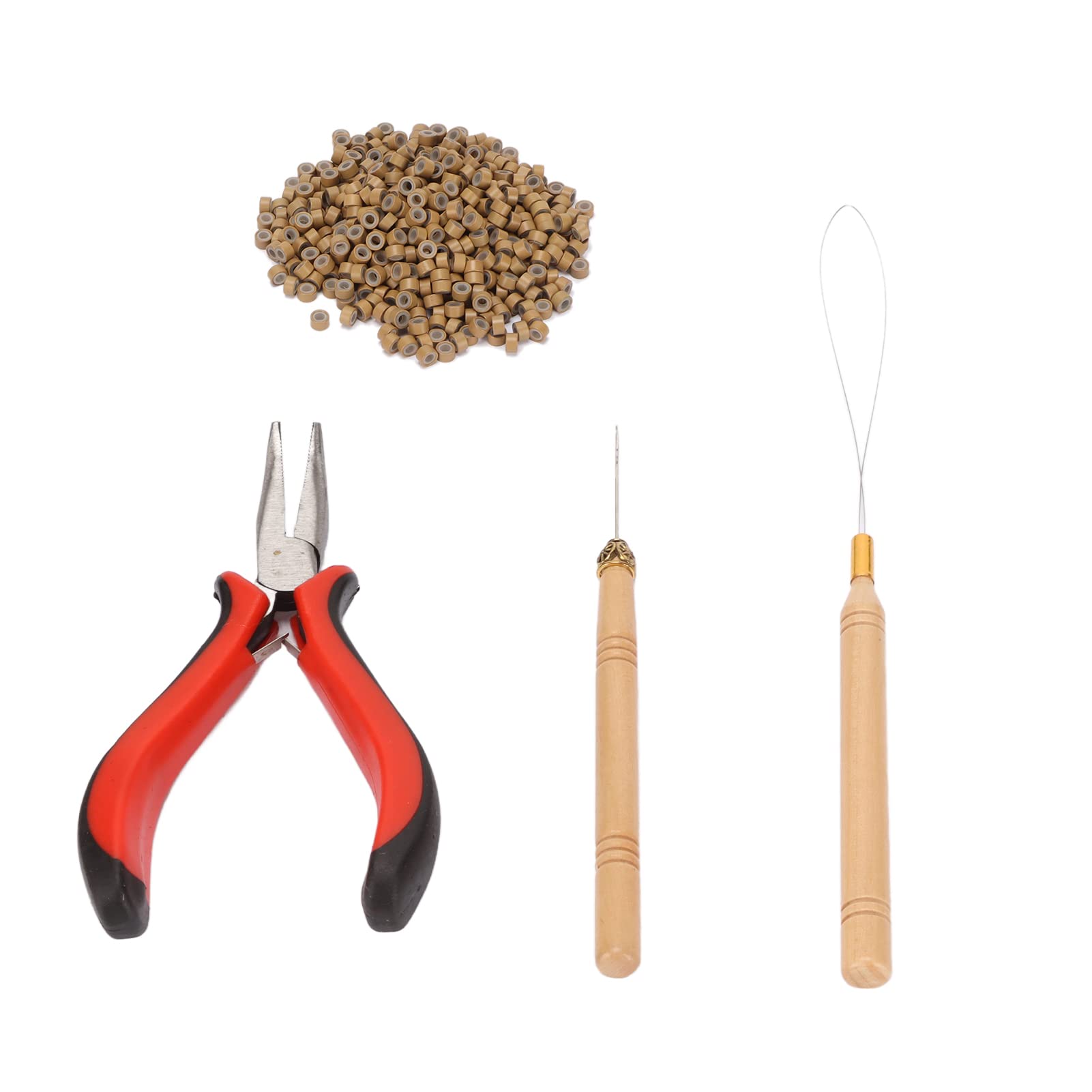 Sorandy Hair Extension Tool Kit Hair Extension Remove Pliers Pulling Hook 1000 PCS Micro Silicone Rings Bead Device Tool Kits for Professional Hair Styling Tools Accessory (7# 200pcs Silicone Rings)