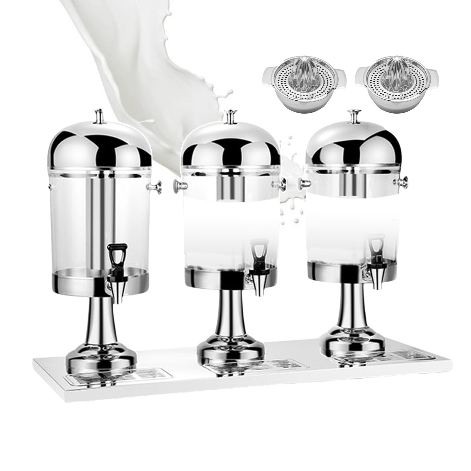 asdchZen Commercial Beverage Dispenser For Milk Coffee Tea, Chillers & Water Fountains Cold & Warm Fruit Juicer, Juice Dispensers Stainless Steel For Easy Cleaning - 24L,Gold,Silver