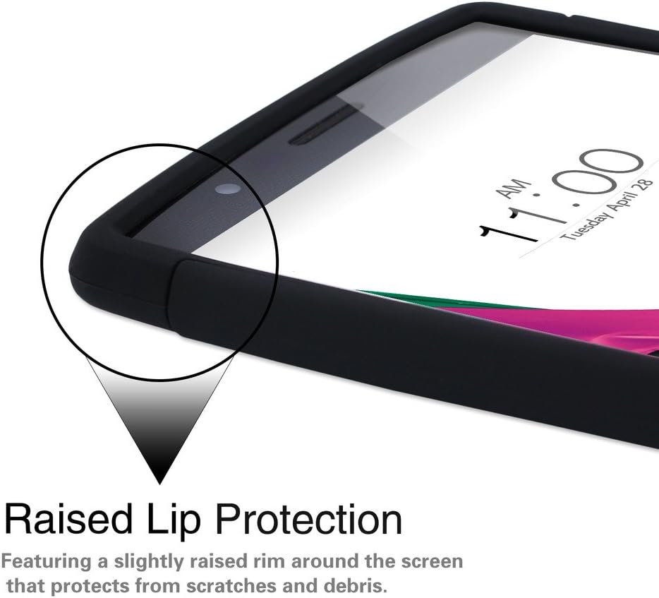 Jeylly Designed for LG G4 Case, Shockproof Bumper Case Plastic Shell and TPU Rubber Inner, Shock Absorbing Hard Hybrid Slim Thin Cute Case Cover for LG G4 AT&T T-Mobile Sprint Verizon, Black