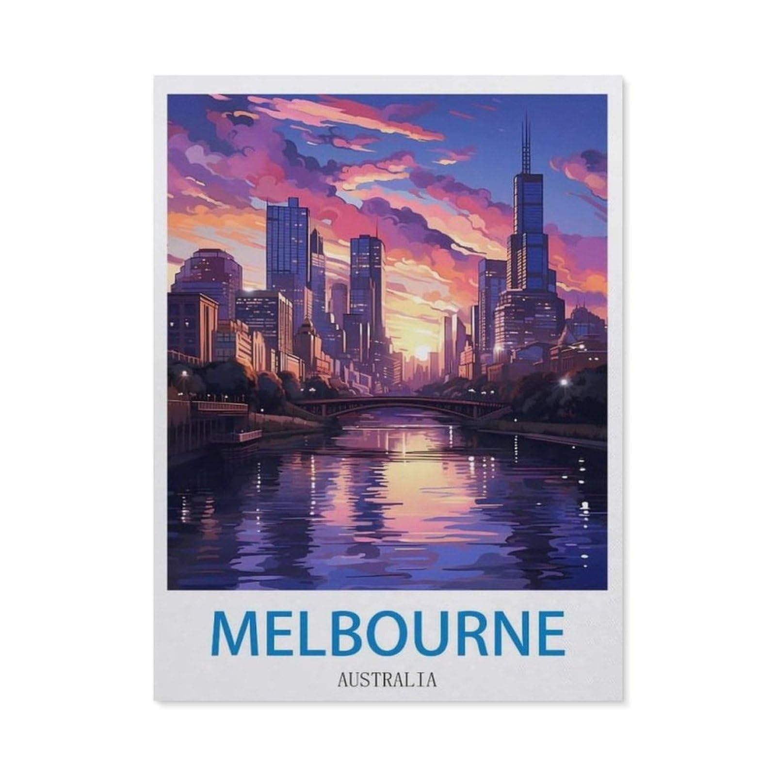 Beayodkp A7 Paint By Numbers For Adults Beginner，Melbourne Australia，Diy Oil Painting Kit On Canvas With Paintbrushes And Acrylic Pigment, Arts Craft For Home Wall Decor(50X60cm) 19.6X23.6 Inches-Eb29