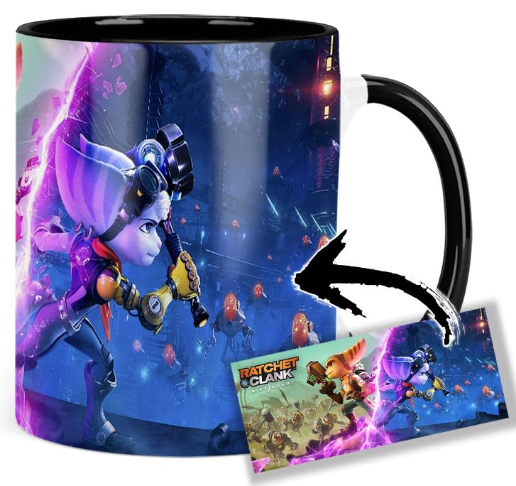 Ratchet & Clank Rift Apart Tasse Innen & Henkel Schwarz Keramikbecher Mug