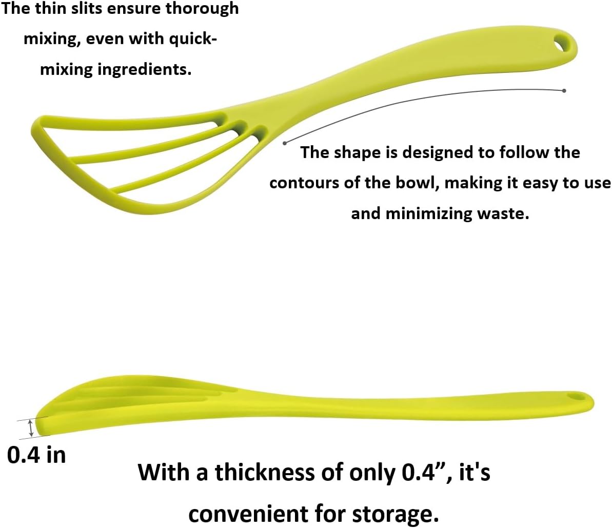 SUNCRAFT Plastic Flat Whisk, Manual Whisk Mixing Spoon, Kitchen Gadget for Blending Frothing Cooking Baking 10” x 2.6" Made in Japan (Lime Green) - Image 6