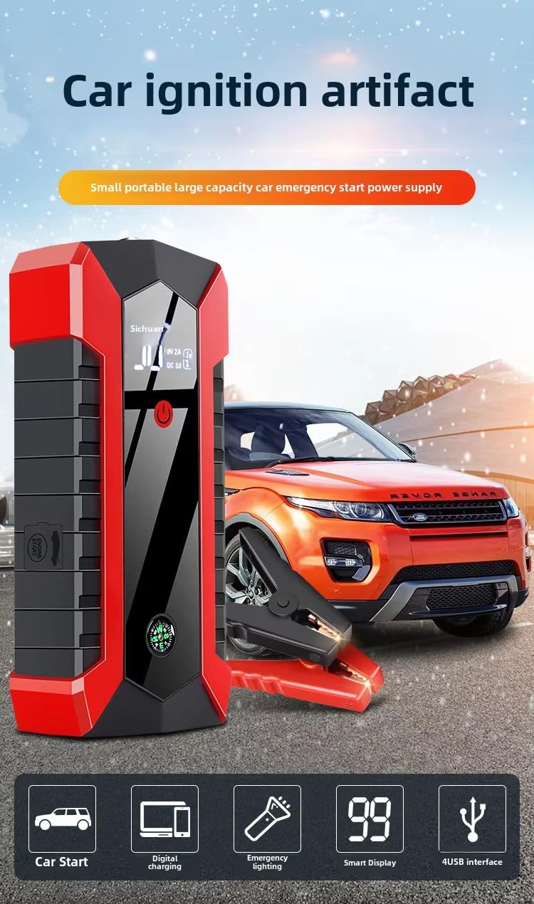 Stickerslab – Arrancador de emergencia para coche, batería Booster Starter Power Bank portátil 12 V 99800 mAh