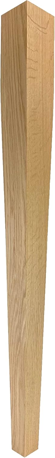 4 Sided Tapered Island Leg - 34 1/2 Tall x 3 Wide - Unfinished Wooden Leg for Kitchen Islands, Dining Tables or Desks (Maple) (1 Leg)