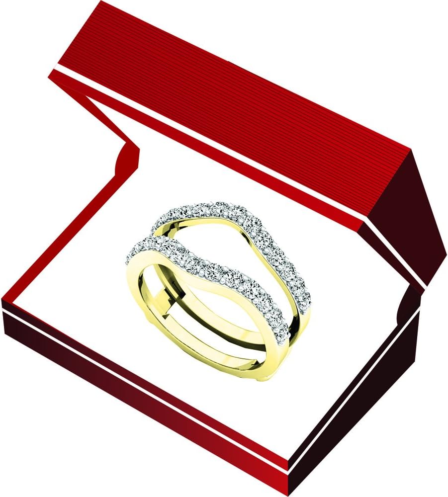 Dazzlingrock Collection 1.60 Cttw 18K Solid Gold Round Lab Grown Diamond Womens Wedding Double Enhancer Guard Ring