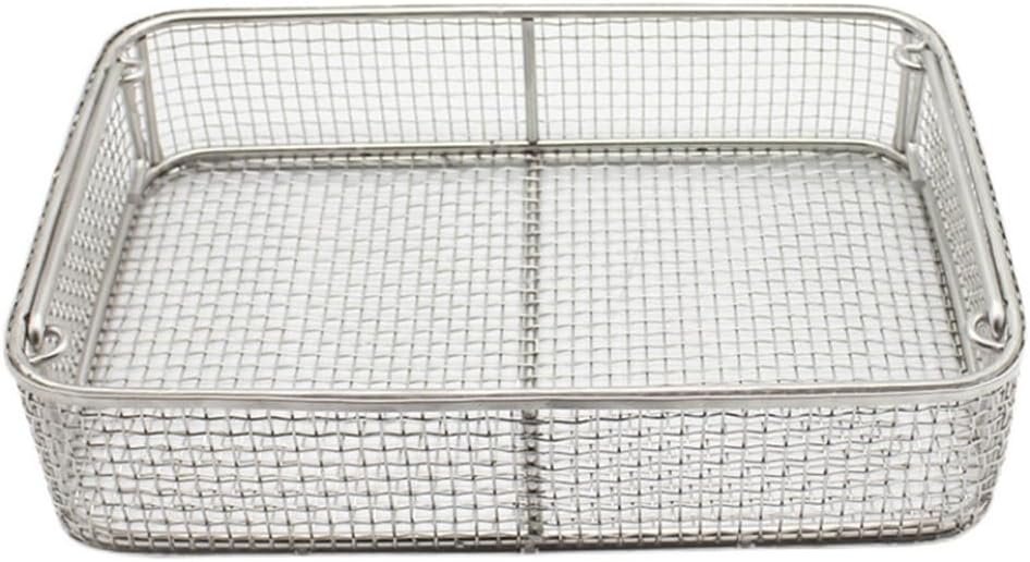 Medical 304 Stainless Steel Disinfection Basket, Mesh Perforated Baskets Medical Instrument Tray with Retractable Handle for Surgical Medical Dental Instruments (Size : 40 * 20 * 7cm)