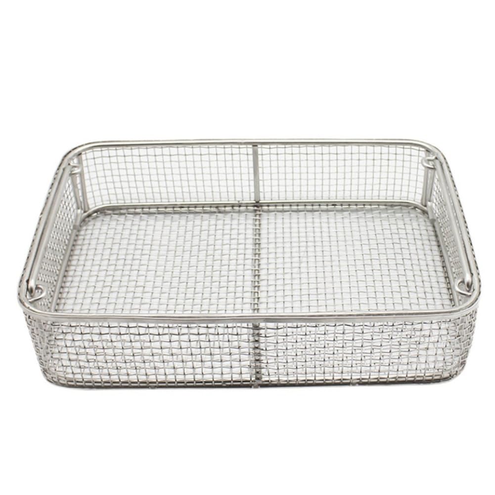 Medical 304 Stainless Steel Disinfection Basket, Mesh Perforated Baskets Medical Instrument Tray with Retractable Handle for Surgical Medical Dental Instruments (Size : 20 * 15 * 7cm)