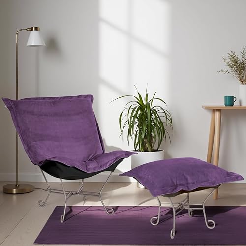 Miniatura 4 de Howard Elliott - Cojín otomano con funda, cojín cuadrado de repuesto para muebles de sofá otomano con tela de lino 100% natural para sillas y