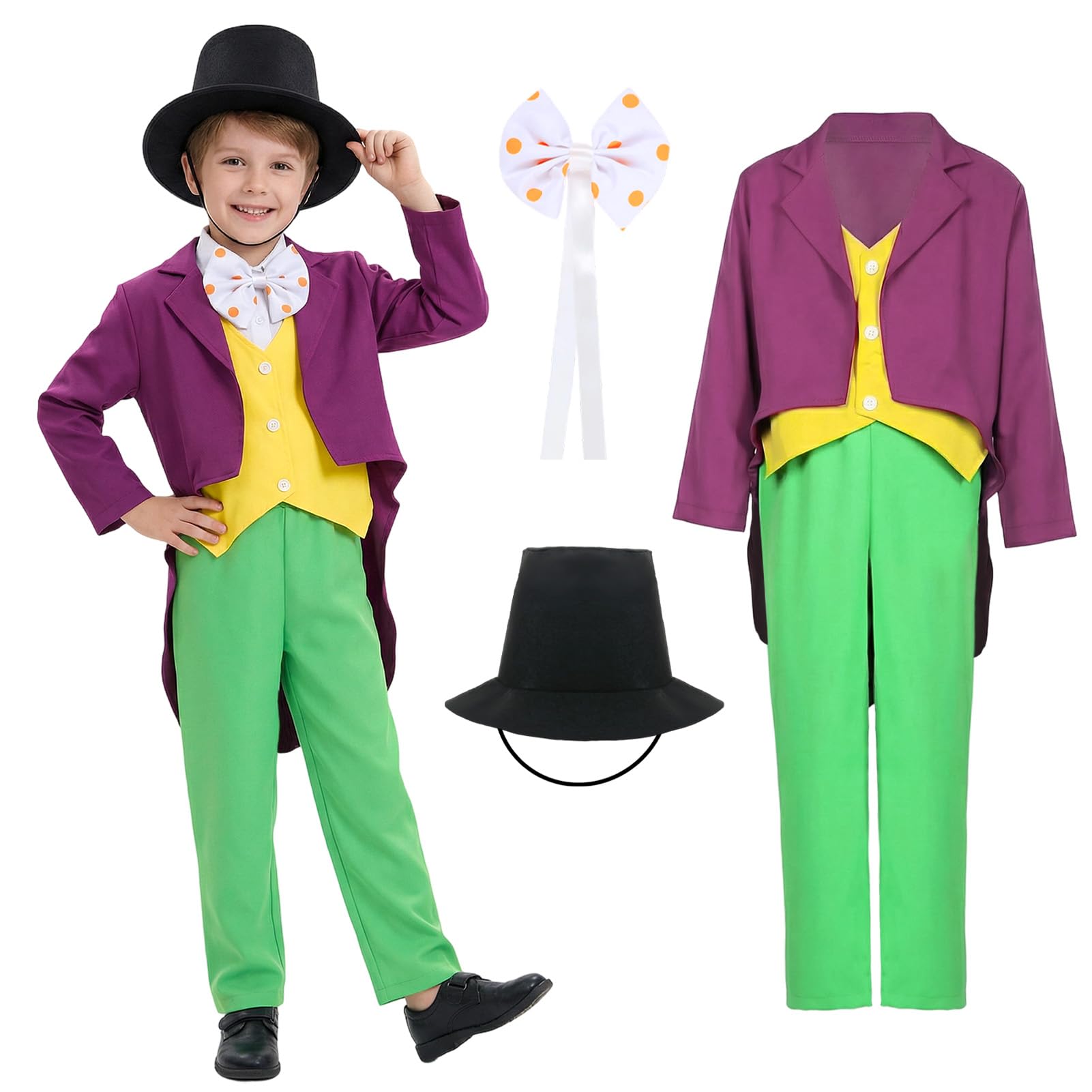 Aleshime Chocolate Factory Costume Kids Factory Workers Costume for Boys World Book Day Fancy Dress for Kids Age 4-12