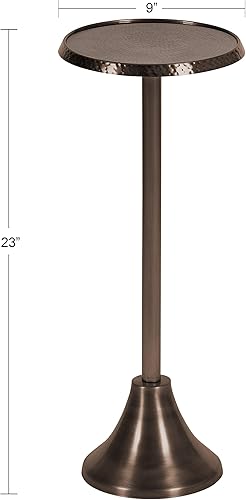 Miniatura 12 de Kate and Laurel Sanzo - Mesa moderna de pedestal para bebidas; 9 x 9 x 23; latón antiguo y negro; mesa auxiliar decorativa con mesa martillada para