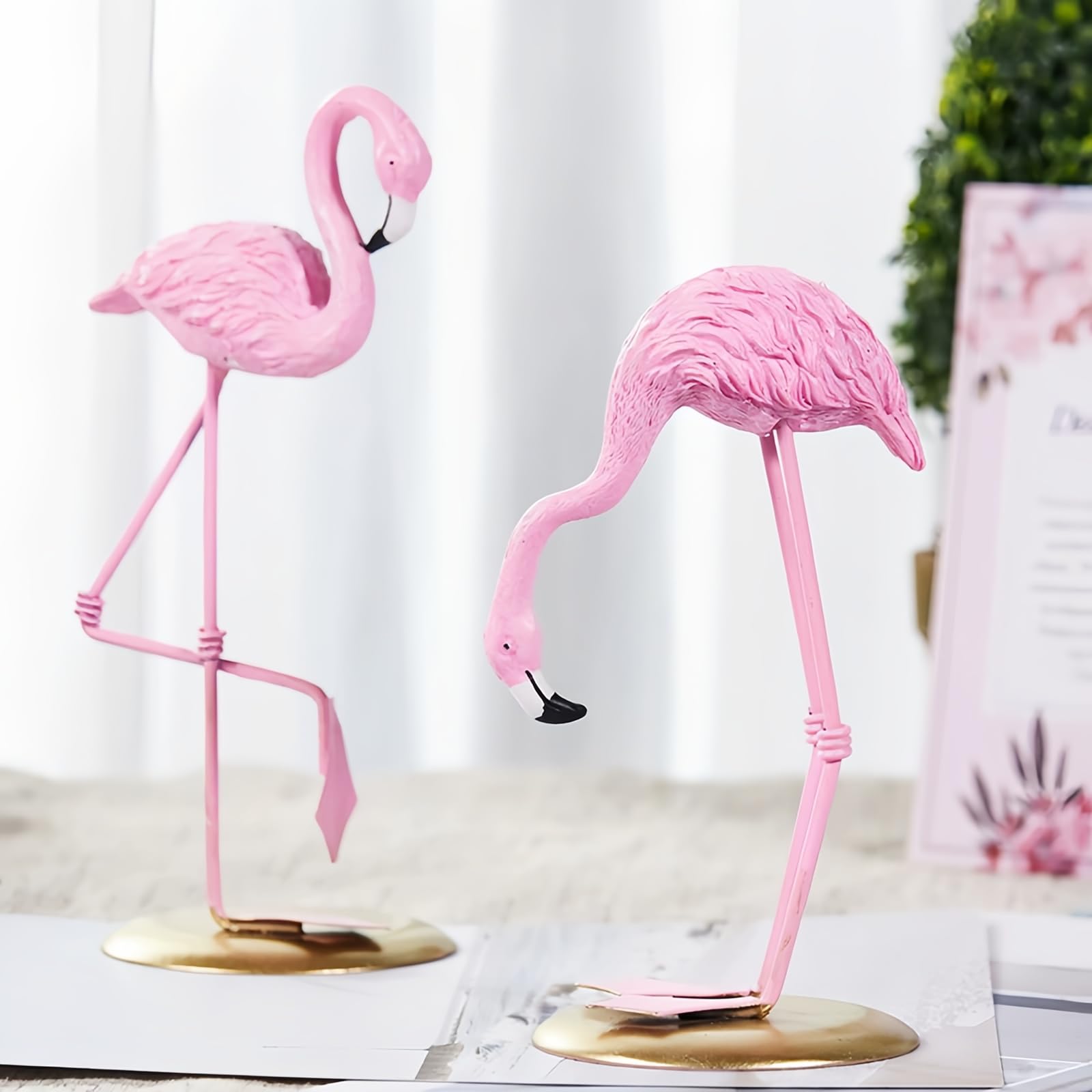 Figura de Flamenco Rosa Estatua de Pájaro en Resina