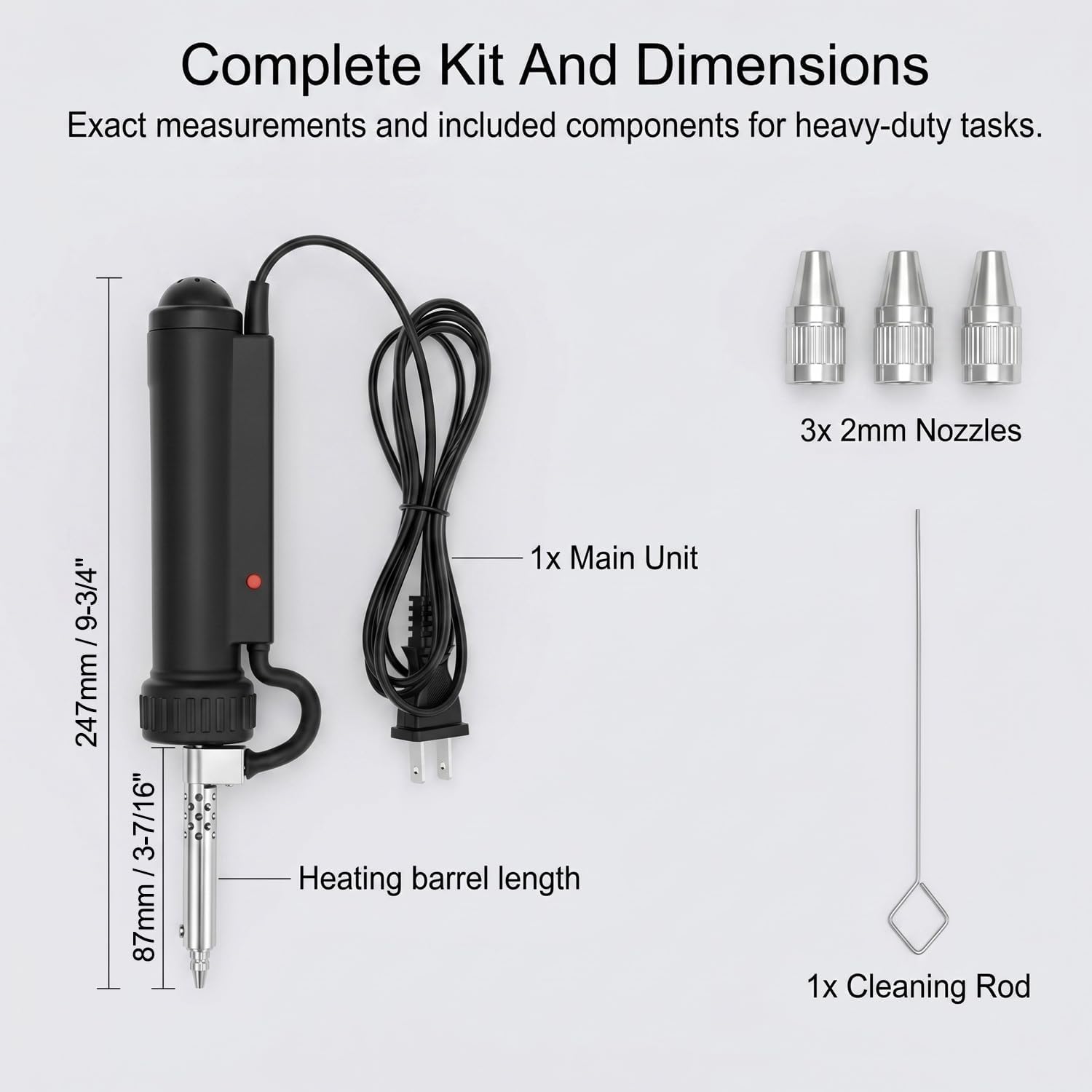 QWORK Automatic Electric Solder Sucker Vacuum, 30W One-Handed Desoldering Pump with Strengthened Suction, Multiple Nozzle Sizes, and Easy Cleaning for Long-Term Electronic Repairs