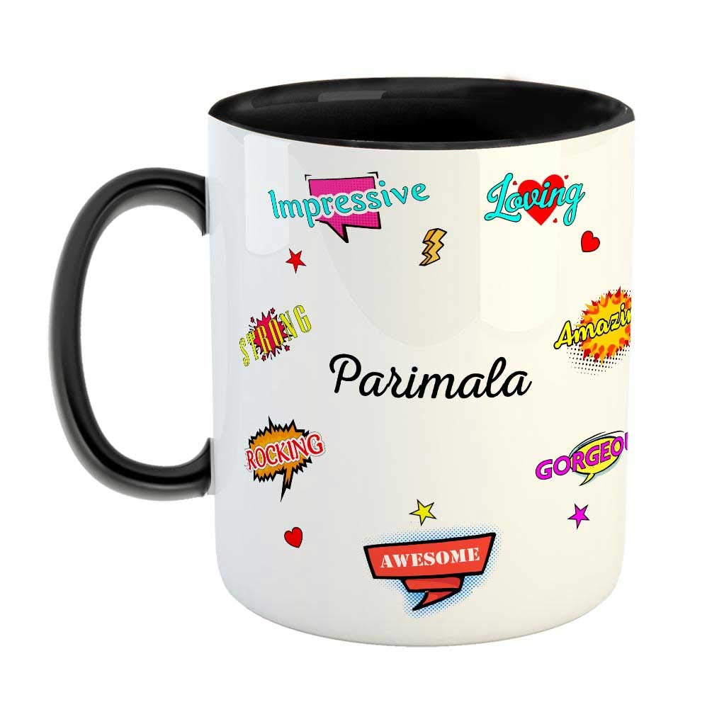 FABTODAY Ceramic Coffee Mug - Best Gift for Happy Birthday, Anniversary, Return Gift, Everyday Gifting, Color - Black, Name - Parimala